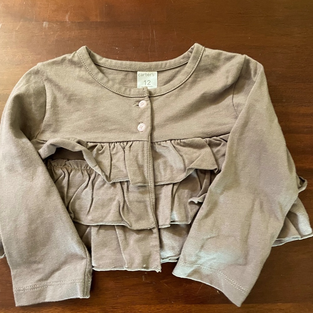 Carter’s size 12 mos brown cotton long-sleeved top